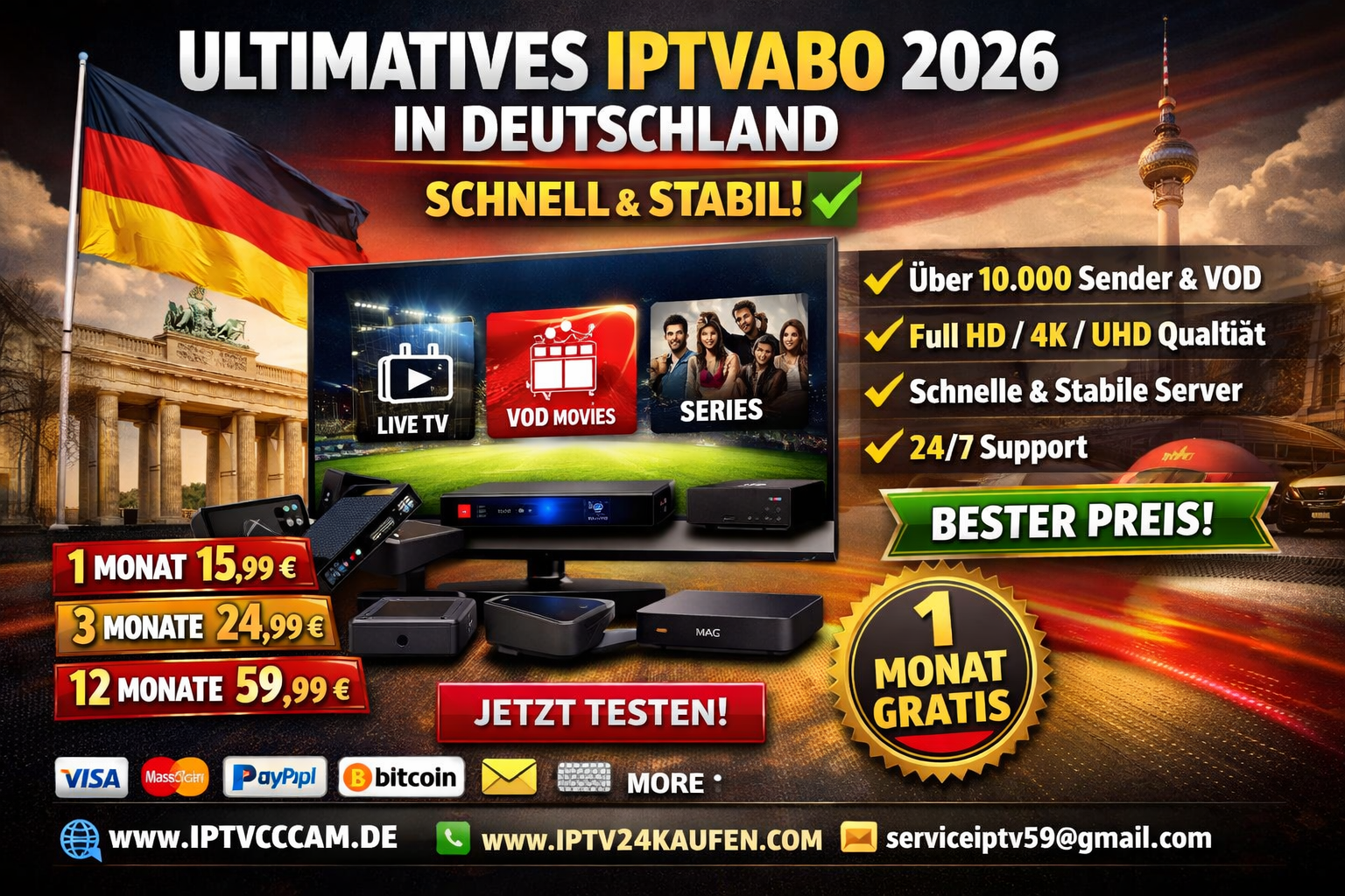 ➡️ 🇩🇪IPTV Anbieter Deutschland 2026 – Top Service, Kostenloser Test & beste Qualität 🇩🇪